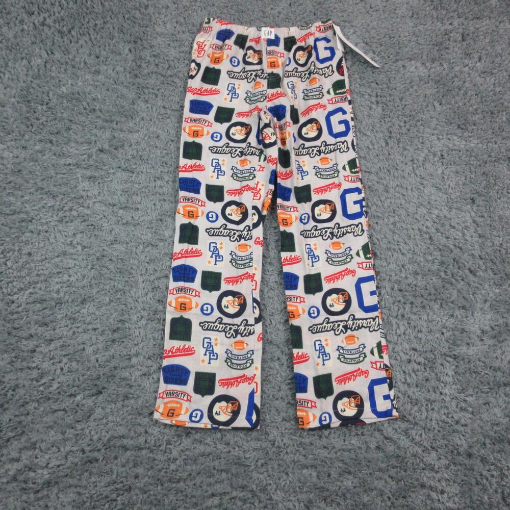 Gap Kids Sleep Pajama Pants Youth 14 Gray Varsity Football Sports 25x27.5* NWT